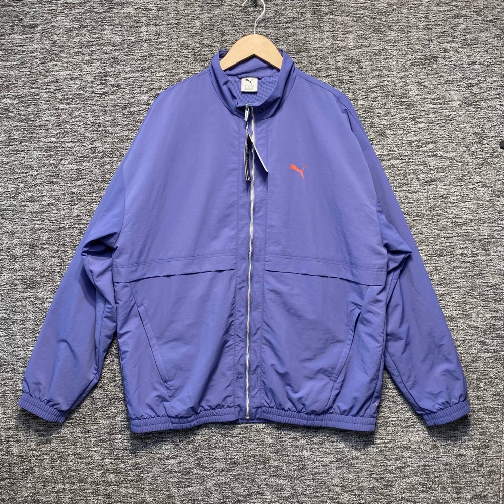 Puma Windbreaker Jacket Mens‎ XL Blue Crystal Red Fire Water Repellent WindCell